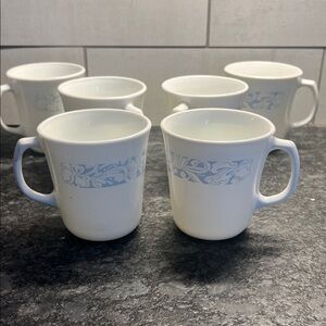 Corelle Sea & Sand Elegant White and Blue Floral Mugs Set Set of 6